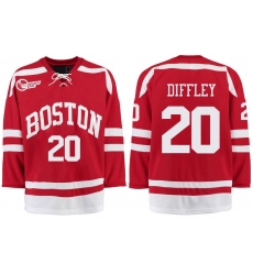 Boston University Terriers BU 20 Brien Diffley Red Stitched Hockey Jersey Boston University Terriers BU 20 Brien Diffley Red Stitched Hockey Jersey