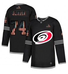 Men Carolina Hurricanes 74 Jaccob Slavin Black USA Flag Fashion Adidas Jersey Men Carolina Hurricanes 74 Jaccob Slavin Black USA Flag Fashion Adidas Jersey