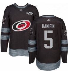 Mens Adidas Carolina Hurricanes 5 Noah Hanifin Authentic Black 1917 2017 100th Anniversary NHL Jersey Mens Adidas Carolina Hurricanes 5 Noah Hanifin Authentic Black 1917 2017 100th Anniversary NHL Jersey