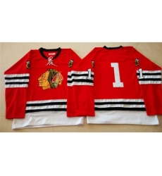 Chicago Blackhawks #1 Glenn Hall Red Mitchell And Ness 1960-61 Stitched NHL Jersey Chicago Blackhawks #1 Glenn Hall Red Mitchell And Ness 1960-61 Stitched NHL Jersey