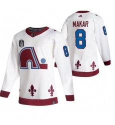 Men Colorado Avalanche 8 Cale Makar White 2022 Stanley Cup Final Patch Reverse Retro Stitched Jersey Men Colorado Avalanche 8 Cale Makar White 2022 Stanley Cup Final Patch Reverse Retro Stitched Jersey
