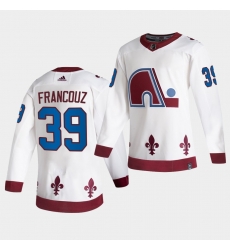 Men Colorado Avalanche Pavel Francouz #39 2021 Reverse Retro White Stitched NHL Jersey Men Colorado Avalanche Pavel Francouz #39 2021 Reverse Retro White Stitched NHL Jersey