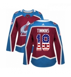 Womens Adidas Colorado Avalanche 18 Conor Timmins Authentic Burgundy Red USA Flag Fashion NHL Jersey Womens Adidas Colorado Avalanche 18 Conor Timmins Authentic Burgundy Red USA Flag Fashion NHL Jersey