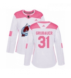 Womens Adidas Colorado Avalanche 31 Philipp Grubauer Authentic White Pink Fashion NHL Jersey Womens Adidas Colorado Avalanche 31 Philipp Grubauer Authentic White Pink Fashion NHL Jersey
