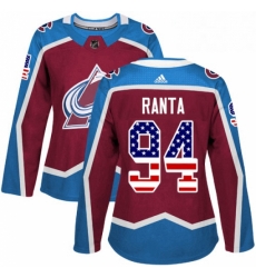 Womens Adidas Colorado Avalanche 94 Sampo Ranta Authentic Burgundy Red USA Flag Fashion NHL Jersey Womens Adidas Colorado Avalanche 94 Sampo Ranta Authentic Burgundy Red USA Flag Fashion NHL Jersey