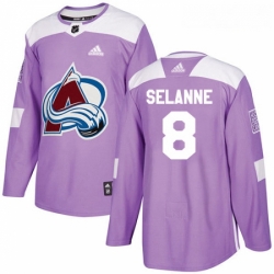 Youth Adidas Colorado Avalanche 8 Teemu Selanne Authentic Purple Fights Cancer Practice NHL Jersey 