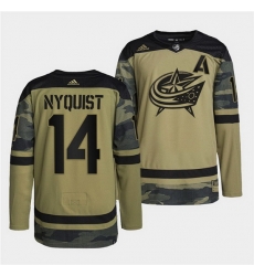 Men Columbus Blue Jackets 14 Gustav Nyquist 2022 Camo Military Appreciation Night Stitched jersey Men Columbus Blue Jackets 14 Gustav Nyquist 2022 Camo Military Appreciation Night Stitched jersey