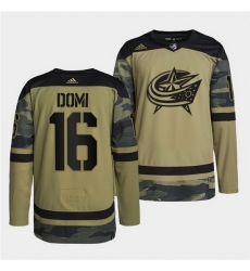 Men Columbus Blue Jackets 16 Max Domi 2022 Camo Military Appreciation Night Stitched jersey Men Columbus Blue Jackets 16 Max Domi 2022 Camo Military Appreciation Night Stitched jersey