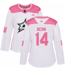 Womens Adidas Dallas Stars 14 Jamie Benn Authentic WhitePink Fashion NHL Jersey Womens Adidas Dallas Stars 14 Jamie Benn Authentic WhitePink Fashion NHL Jersey