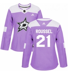 Womens Adidas Dallas Stars 21 Antoine Roussel Authentic Purple Fights Cancer Practice NHL Jersey Womens Adidas Dallas Stars 21 Antoine Roussel Authentic Purple Fights Cancer Practice NHL Jersey