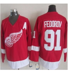 Detroit Red Wings #91 Sergei Fedorov Red CCM Throwback Stitched NHL Jersey Detroit Red Wings #91 Sergei Fedorov Red CCM Throwback Stitched NHL Jersey