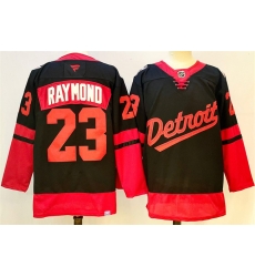 Men Detroit Red Wings 23 Lucas Raymond Black 2024 25 Stitched Jersey