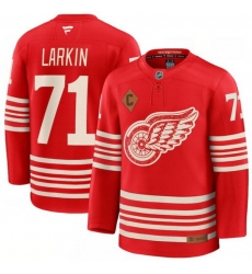 Men Detroit Red Wings 71 Dylan Larkin Red 2025 With C Patch Centennial Premium Stitched Hockey Jersey