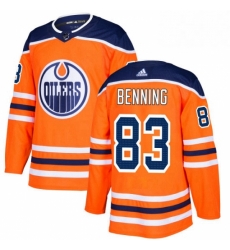 Mens Adidas Edmonton Oilers 83 Matt Benning Premier Orange Home NHL Jersey 