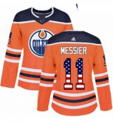 Womens Adidas Edmonton Oilers 11 Mark Messier Authentic Orange USA Flag Fashion NHL Jersey Womens Adidas Edmonton Oilers 11 Mark Messier Authentic Orange USA Flag Fashion NHL Jersey