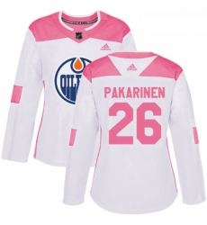 Womens Adidas Edmonton Oilers 26 Iiro Pakarinen Authentic WhitePink Fashion NHL Jersey Womens Adidas Edmonton Oilers 26 Iiro Pakarinen Authentic WhitePink Fashion NHL Jersey
