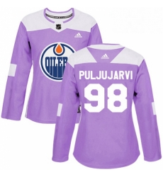 Womens Adidas Edmonton Oilers 98 Jesse Puljujarvi Authentic Purple Fights Cancer Practice NHL Jersey Womens Adidas Edmonton Oilers 98 Jesse Puljujarvi Authentic Purple Fights Cancer Practice NHL Jersey