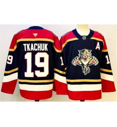 Men Florida Panthers 19 Matthew Tkachuk Black 2024 25 Home With A Patch Stitched Hockey Jersey