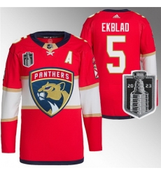 Men Florida Panthers 5 Aaron Ekblad Red 2023 Stanley Cup Final Stitched Jersey Men Florida Panthers 5 Aaron Ekblad Red 2023 Stanley Cup Final Stitched Jersey