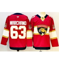 Men Florida Panthers 63 Brad Marchand Red 2024 25 Home Stitched Hockey Jersey