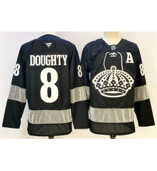 Men Los Angeles Kings 8 Drew Doughty Black With A Patch Alternate Stitched Hockey Jersey