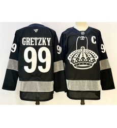 Men Los Angeles Kings 99 Wayne Gretzky Black With C Patch Alternate Stitched Hockey Jersey