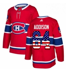 Mens Adidas Montreal Canadiens 64 Jeremiah Addison Authentic Red USA Flag Fashion NHL Jersey Mens Adidas Montreal Canadiens 64 Jeremiah Addison Authentic Red USA Flag Fashion NHL Jersey