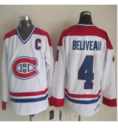 Montreal Canadiens #4 Jean Beliveau White CH-CCM Throwback Stitched NHL Jersey Montreal Canadiens #4 Jean Beliveau White CH-CCM Throwback Stitched NHL Jersey