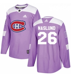 Youth Adidas Montreal Canadiens 26 Mats Naslund Authentic Purple Fights Cancer Practice NHL Jersey 