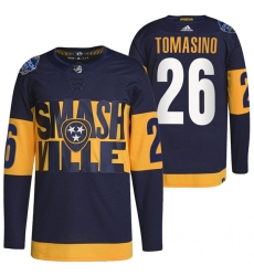 Men Nashville Predators 26 Philip Tomasino 2022 Navy Stadium Series Breakaway Player Stitched Jersey Men Nashville Predators 26 Philip Tomasino 2022 Navy Stadium Series Breakaway Player Stitched Jersey