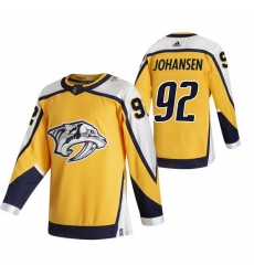 Men Nashville Predators 92 Ryan Johansen Yellow Adidas 2020 21 Reverse Retro Alternate NHL Jersey Men Nashville Predators 92 Ryan Johansen Yellow Adidas 2020 21 Reverse Retro Alternate NHL Jersey