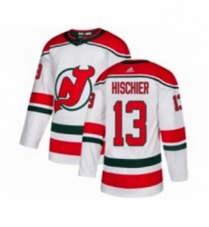 Mens Adidas New Jersey Devils 13 Nico Hischier Authentic White Alternate NHL Jersey Mens Adidas New Jersey Devils 13 Nico Hischier Authentic White Alternate NHL Jersey