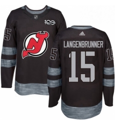 Mens Adidas New Jersey Devils 15 Jamie Langenbrunner Authentic Black 1917 2017 100th Anniversary NHL Jersey Mens Adidas New Jersey Devils 15 Jamie Langenbrunner Authentic Black 1917 2017 100th Anniversary NHL Jersey
