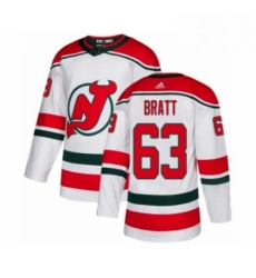 Mens Adidas New Jersey Devils 63 Jesper Bratt Premier White Alternate NHL Jersey Mens Adidas New Jersey Devils 63 Jesper Bratt Premier White Alternate NHL Jersey