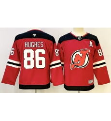 Youth New Jersey Devils 86 Jack Hughes Red With A Patch Stitched Jersey