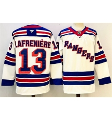 Men New York Rangers 13 Alexis Lafreniere White 2024 25 Away Stitched Hockey Jersey
