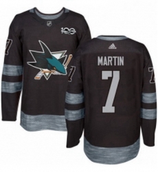 Mens Adidas San Jose Sharks 7 Paul Martin Authentic Black 1917 2017 100th Anniversary NHL Jersey Mens Adidas San Jose Sharks 7 Paul Martin Authentic Black 1917 2017 100th Anniversary NHL Jersey