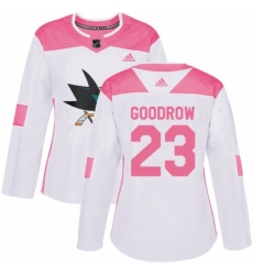 Womens Adidas San Jose Sharks 23 Barclay Goodrow Authentic WhitePink Fashion NHL Jersey Womens Adidas San Jose Sharks 23 Barclay Goodrow Authentic WhitePink Fashion NHL Jersey