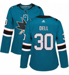 Womens Adidas San Jose Sharks 30 Aaron Dell Premier Teal Green Home NHL Jersey Womens Adidas San Jose Sharks 30 Aaron Dell Premier Teal Green Home NHL Jersey