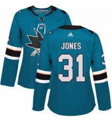 Womens Adidas San Jose Sharks 31 Martin Jones Premier Teal Green Home NHL Jersey Womens Adidas San Jose Sharks 31 Martin Jones Premier Teal Green Home NHL Jersey