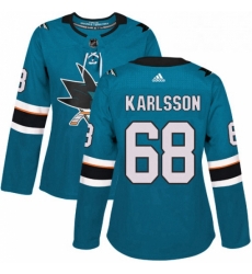 Womens Adidas San Jose Sharks 68 Melker Karlsson Authentic Teal Green Home NHL Jersey Womens Adidas San Jose Sharks 68 Melker Karlsson Authentic Teal Green Home NHL Jersey