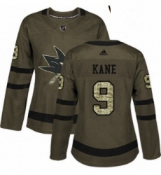 Womens Adidas San Jose Sharks 9 Evander Kane Authentic Green Salute to Service NHL Jerse Womens Adidas San Jose Sharks 9 Evander Kane Authentic Green Salute to Service NHL Jerse