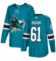 Youth Adidas San Jose Sharks 61 Justin Braun Authentic Teal Green Home NHL Jersey Youth Adidas San Jose Sharks 61 Justin Braun Authentic Teal Green Home NHL Jersey