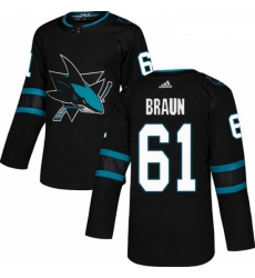 Youth Adidas San Jose Sharks 61 Justin Braun Premier Black Alternate NHL Jersey Youth Adidas San Jose Sharks 61 Justin Braun Premier Black Alternate NHL Jersey