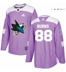 Youth Adidas San Jose Sharks 88 Brent Burns Authentic Purple Fights Cancer Practice NHL Jersey Youth Adidas San Jose Sharks 88 Brent Burns Authentic Purple Fights Cancer Practice NHL Jersey