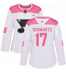 Womens Adidas St Louis Blues 17 Jaden Schwartz Authentic WhitePink Fashion NHL Jersey 