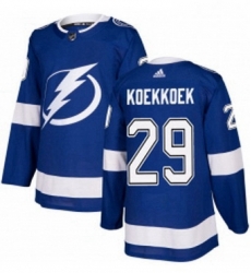 Mens Adidas Tampa Bay Lightning 29 Slater Koekkoek Authentic Royal Blue Home NHL Jersey Mens Adidas Tampa Bay Lightning 29 Slater Koekkoek Authentic Royal Blue Home NHL Jersey