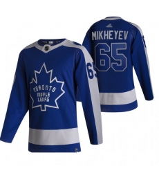Men Toronto Maple Leafs 65 Ilya Mikheyev Blue Adidas 2020 21 Reverse Retro Alternate NHL Jersey Men Toronto Maple Leafs 65 Ilya Mikheyev Blue Adidas 2020 21 Reverse Retro Alternate NHL Jersey