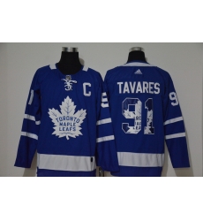 Men Toronto Maple Leafs 91 John Tavares Blue Adidas Fashion Jersey