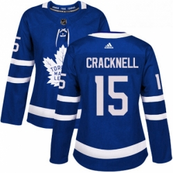Womens Adidas Toronto Maple Leafs 15 Adam Cracknell Authentic Royal Blue Home NHL Jersey 